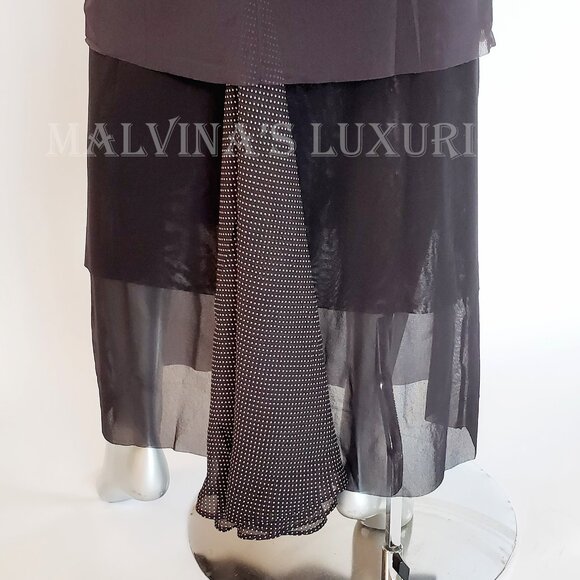 AVE THE QUEEN DRESS MAXI LONG SIGNATURE PRINTED TULLE OPEN BACK sz S SMALL - Picture 7 of 10